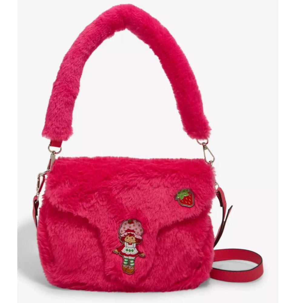 Hot Topic Strawberry Shortcake Fuzzy Pink Shoulder Bag